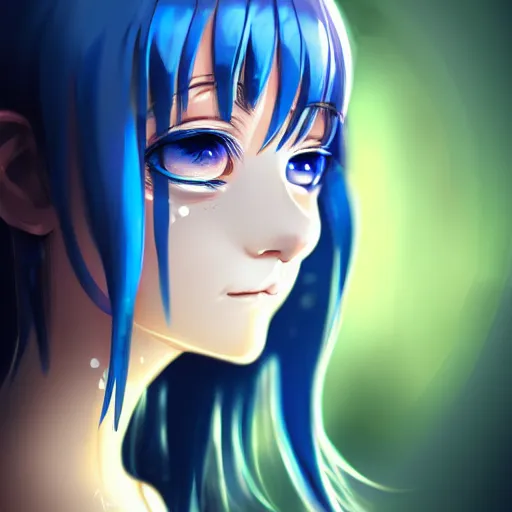 Image similar to a portrait of anime ukrainian blue and yellow girl, crying with eye drops, concept art, trending on artstation, highly detailed, intricate, sharp focus, digital art, 8 k