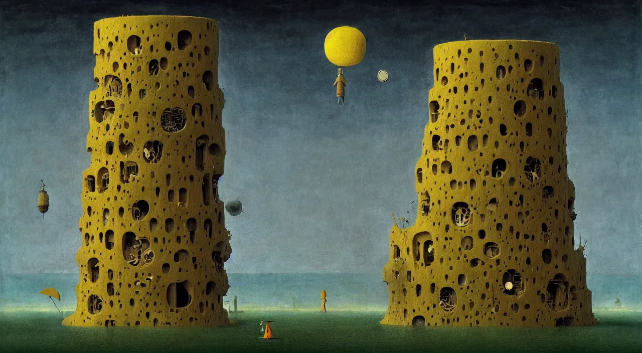 Image similar to single flooded simple!! clay hive tower anatomy, very coherent and colorful high contrast masterpiece by franz sedlacek hieronymus bosch dean ellis simon stalenhag rene magritte gediminas pranckevicius, dark shadows, sunny day, hard lighting