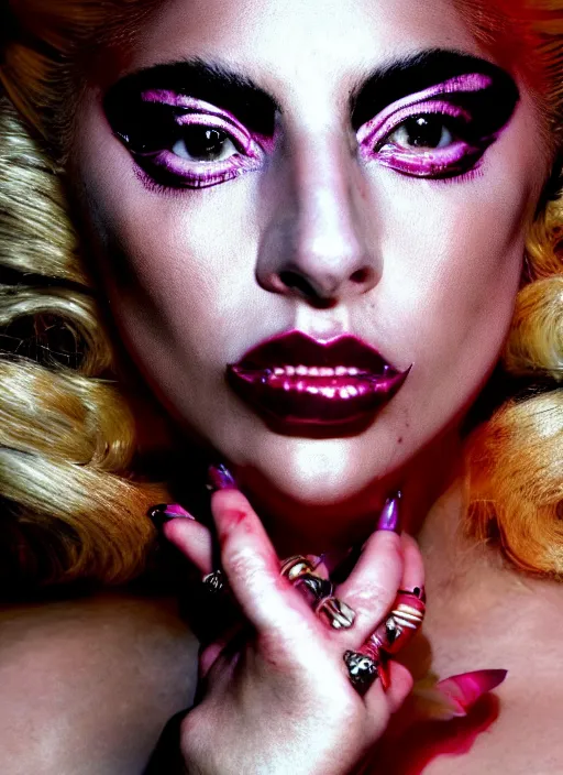 Prompt: lady gaga by nick knight, born this way, born this way album, dramatic, red weapon 8 k s 3 5, cooke anamorphic / i lenses, highly detailed, cinematic lighting