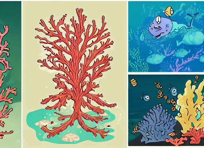 Image similar to coral - inspired professional character designs for undersea television series coral days