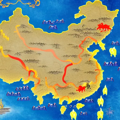 Prompt: There is a dragon on the map of China