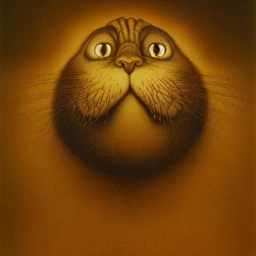 Prompt: garfield by zdzisław beksinski