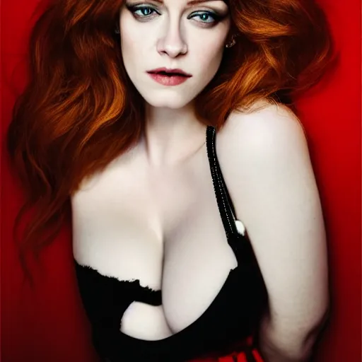 Image similar to portrait of christina hendricks and kristen stewart hybrid by mario testino, headshot, detailed, award winning, sony a 7 r