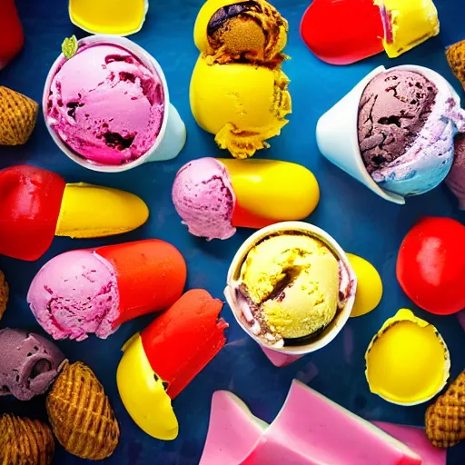 Prompt: summer ice cream colorful food photography