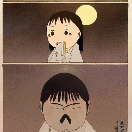 Prompt: hayao miyazaki in the tale of princess kaguya ( 2 0 1 3 ), beautiful, bright, smooth, wholesome, watercolor