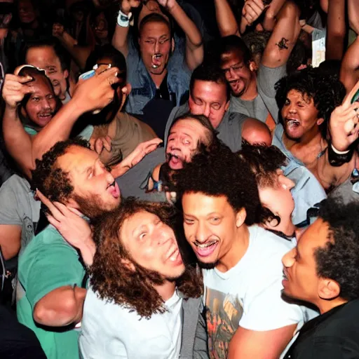 Image similar to eric andre posing for a picture in a mosh pit
