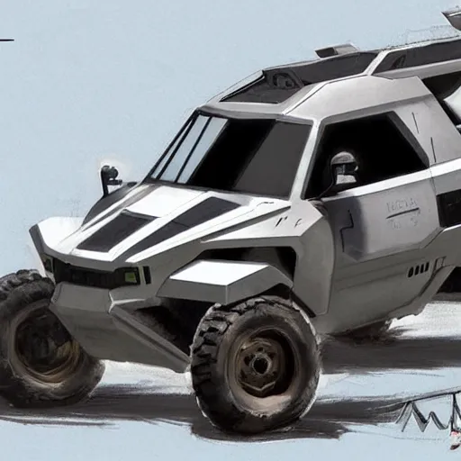 Prompt: concept art, halo new warthog design, white angle - n 4