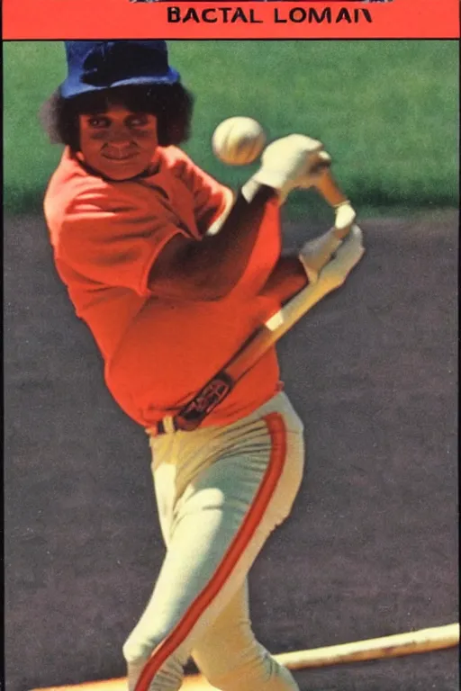 Image similar to 1 9 8 0 s baseball card of an oompa loompa