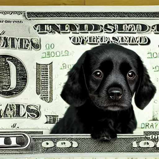 Image similar to a dog on a one dollar bill.