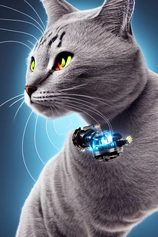 Image similar to realistic detailed photo of the mechanical robocat, symmetry, awesome exposition, very detailed, highly accurate, intricate, professional lighting diffracted lightrays, 8 k, sense of awe, science magazine cover