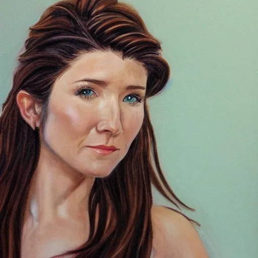 Image similar to Jewel Staite, head and shoulders portrait, extremely detailed masterpiece, one single continues line.