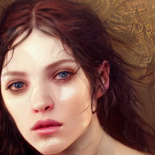 Image similar to of a beautiful brunette women intricate skin, fur, silicone cover, elegant, peaceful, full body, hyper realistic, extremely detailed, dnd character art portrait, fantasy art, intricate fantasy painting, dramatic lighting, vivid colors, deviant art, artstation, by edgar maxence and caravaggio and michael whelan and delacroix