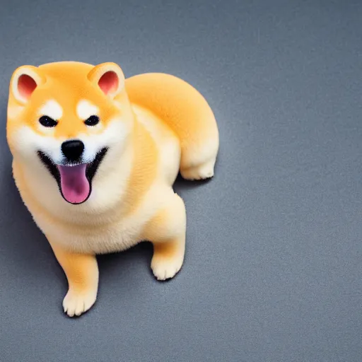 Image similar to a delicious steamed bun in the shape of a shiba inu. studio lighting, high resolution, high quality, dark background