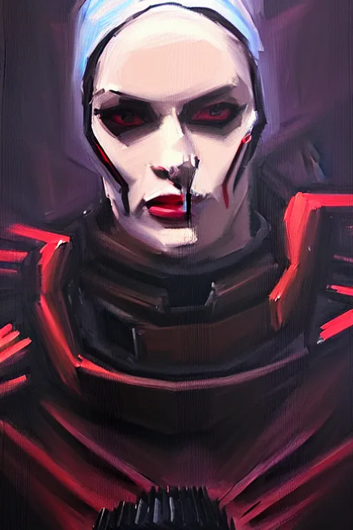 Image similar to full character portrait max mad cyberpunk warhammer 4 0 k, medic sapper not the girl with the pearl earring character design, painting by trending on artstation, jeffery catherine jones