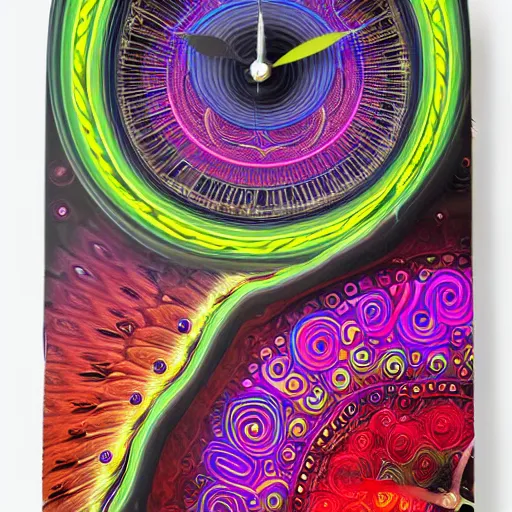 Prompt: psychedelic, spiral clock, black hole
