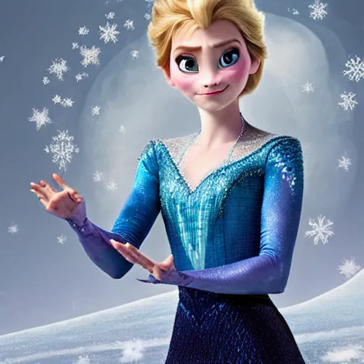 Image similar to Willem Dafoe as Elsa from Frozen