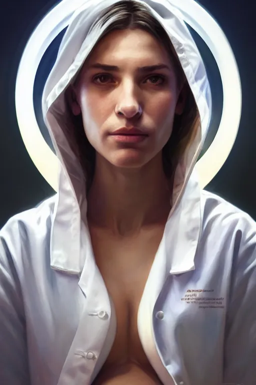 Prompt: anthony fauci!, pregnant in a white lab coat, realistic portrait, symmetrical, highly detailed, digital painting, artstation, concept art, smooth, sharp focus, illustration, cinematic lighting, art by artgerm and greg rutkowski and alphonse mucha