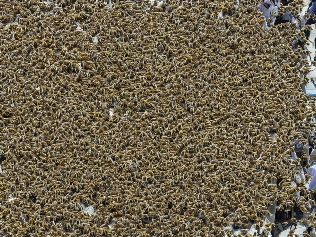 Image similar to swarm of bee's. infestation in the city