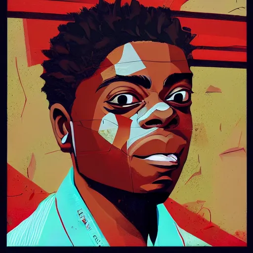 Prompt: KodakBlack profile picture by Sachin Teng, asymmetrical, Organic Painting , Matte Painting, geometric shapes, hard edges, graffiti, street art:2 by Sachin Teng:4