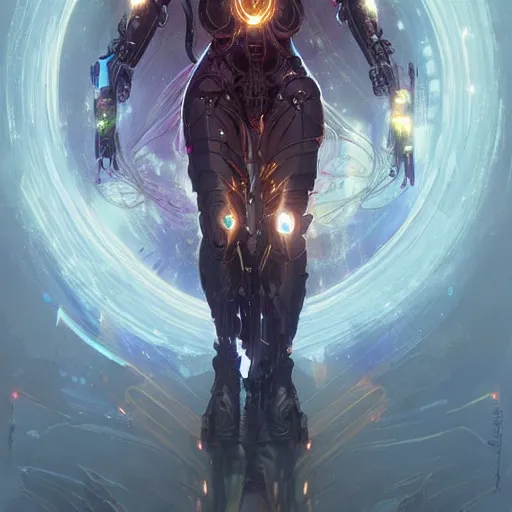 Prompt: cyborg warlock entanglement milky way, epic lighting, sketch illustration, concept art, ultra detailed, art by artgerm and greg rutkowski and alphonse mucha