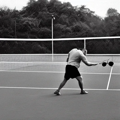 Prompt: rhinoceros playing badminton, photo