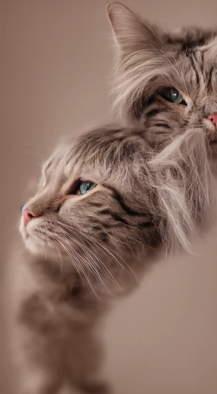 Image similar to one cat with a wig, highly detailed, photography