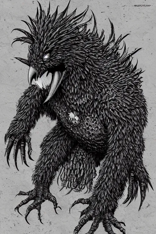 Image similar to raven monster, highly detailed, digital art, sharp focus, trending on art station, kentaro miura manga art style