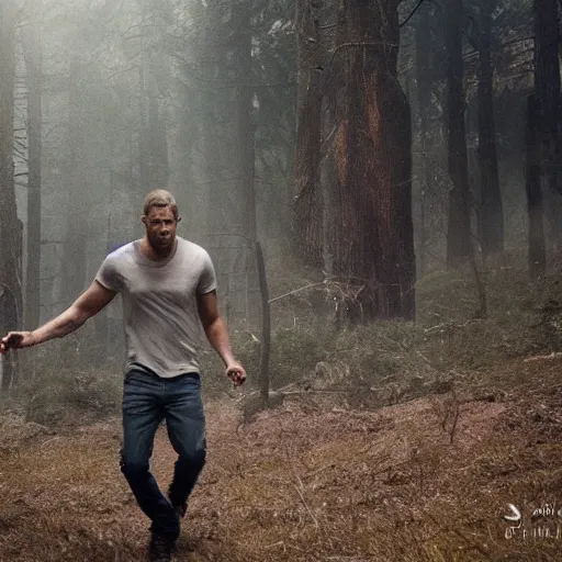 Image similar to a creepy monstrous skinwalker fights paul walker, professional photography