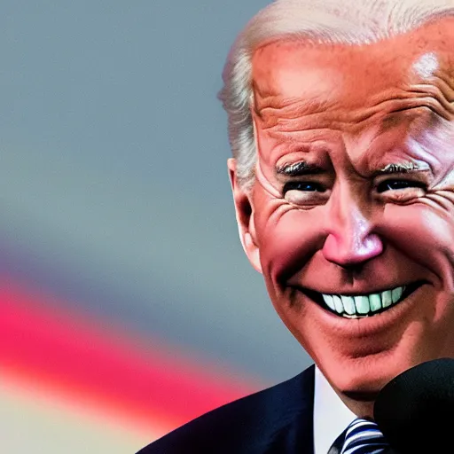 Prompt: joe biden with chiclets in the place of his teeth, his eyes have flames in them, the flames are red and menacing, photorealistic, 5 0 mm,