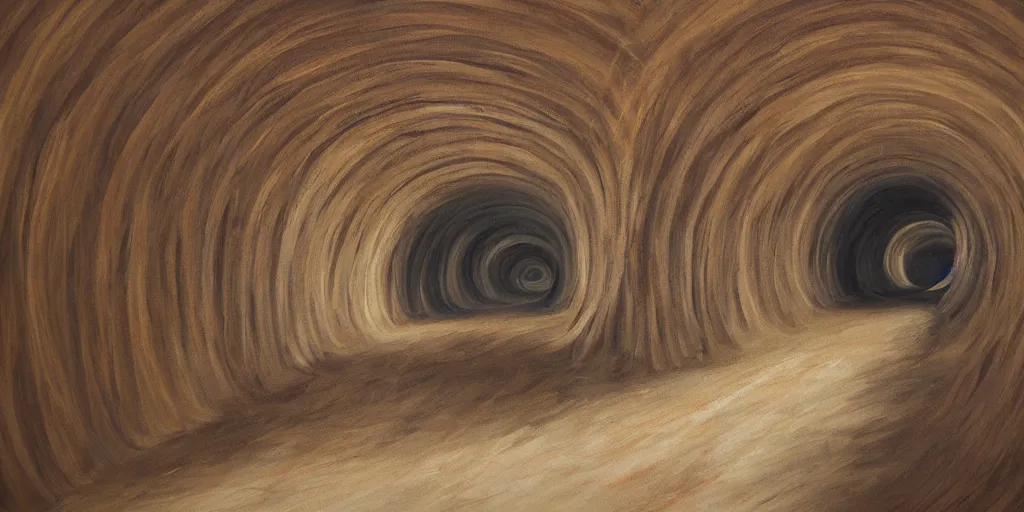 Prompt: detailed painting of a neverending tunnel