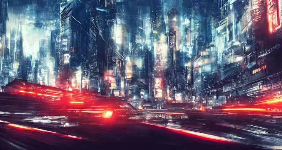 Image similar to An epic, distopian cityscape painting in the style of bladerunner with the German minister Christian Lindner. An automobile lobbyist is talking to him in secret, unreal 5, DAZ, hyperrealistic, octane render, volumetric clouds, dynamic lighting