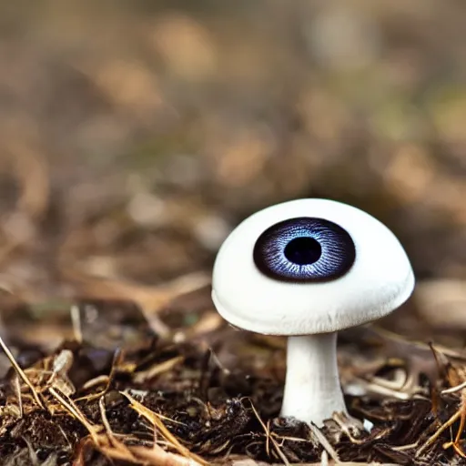 Image similar to a mushroom with eye balls growing from the cap