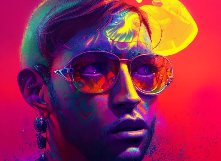 Prompt: A psychedelic portrait of the coolest person in the world, vibrant color scheme, highly detailed, in the style of romanticism, cinematic, artstation, Moebius, Greg rutkowski