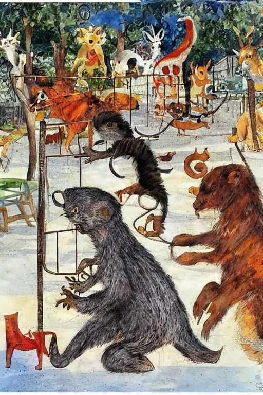 Image similar to animals in the playground by jerry pinkney