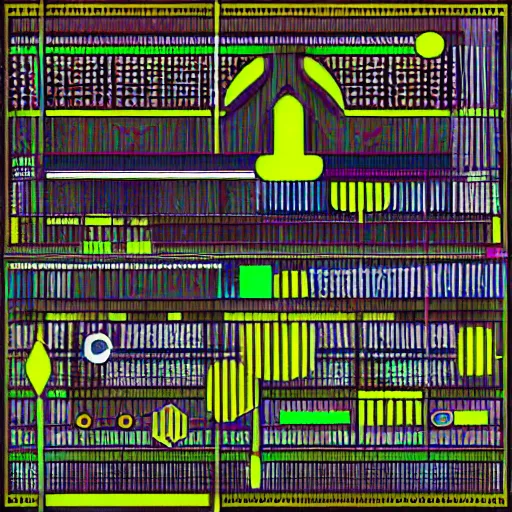 Prompt: modular synthesizer electronic music organicly sketched in a future retro style of minimal graphic design of the 1960’s educational system schematic of sound waves but as a cyberpunk pop art with neons