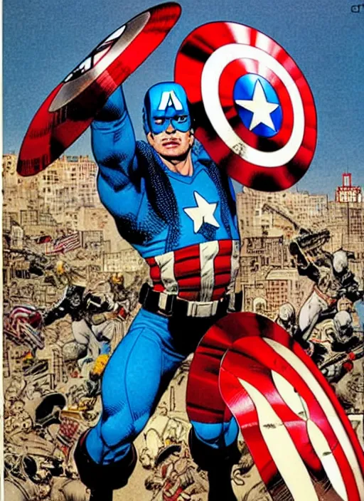 Prompt: the punisher dressed as captain america. portrait by clyde caldwell and jean giraud and anton otto fischer and john philip falter and will eisner and gil elvgren