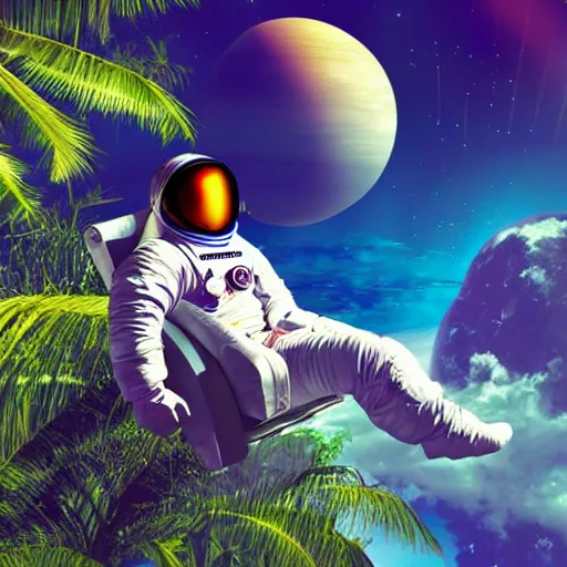 an astronaut lounging in a tropical resort in space, | Stable Diffusion ...