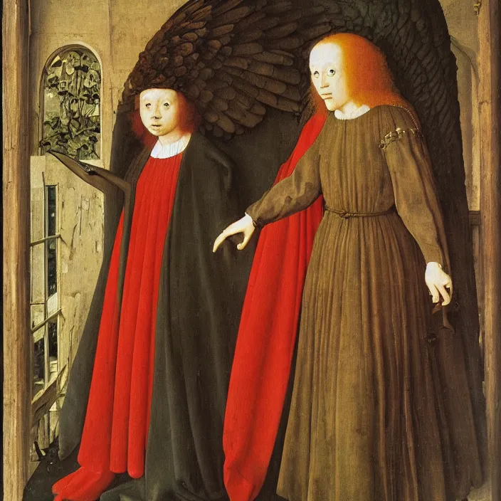 Image similar to a harpy, by Jan van Eyck