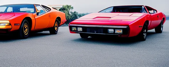 Image similar to a single 1 9 7 6 lotus esprit and 1 9 6 9 dodge charger hybrid, dslr