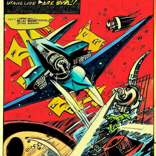 Image similar to space opera battle, art by wally wood