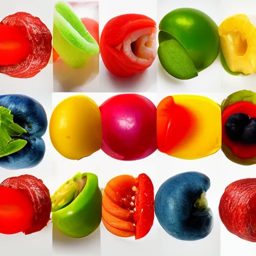 Image similar to 8 k photos of human eats rainbow, uhd details