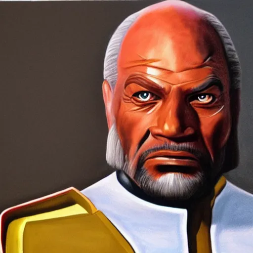 Prompt: commander worf from star trek the next generation. realistic concept art painting,