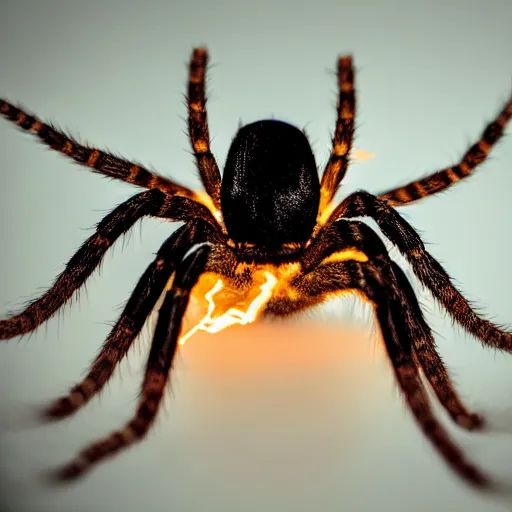 Prompt: cinematic headshot portrait of a spider flies in the fire, movie still, more details, dramatic lightning,