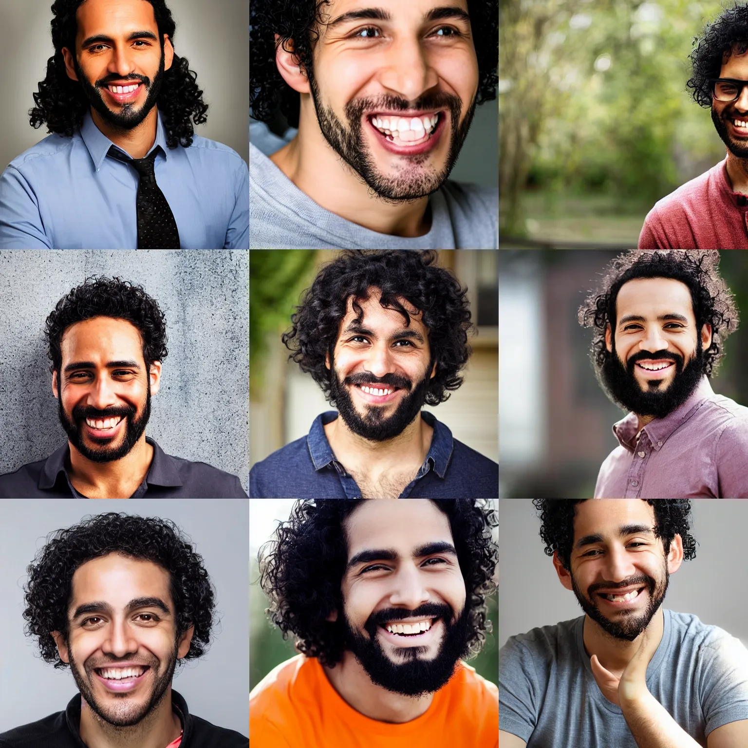Prompt: man photograph, black curly hair, 36 years old, smiling , good looking intelligent