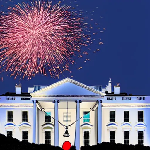 Prompt: Opening of the United States White House Two Deluxe 5 Story Palace God Bless America Fireworks Patriotism 2022