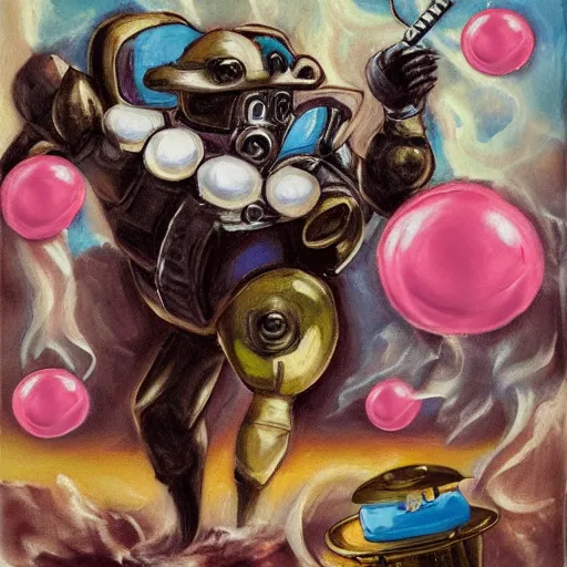 Image similar to A bubblegum adventurecore oil painting by El Greco featuring Bearbots