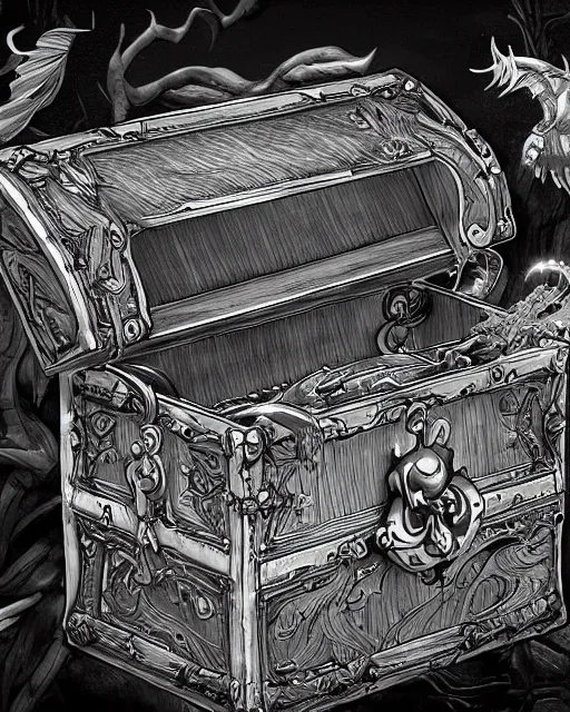 Beautiful Still Life Painting of Dragon's Treasure Chest Overflowing ·  Creative Fabrica