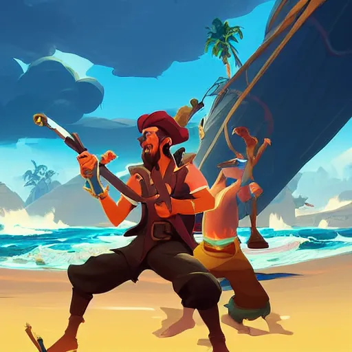 Image similar to painting treasure on sea of thieves game smooth median photoshop filter cutout vector, behance hd by jesper ejsing, by rhads, makoto shinkai and lois van baarle, ilya kuvshinov, rossdraws global illumination