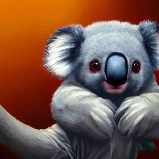 Image similar to a cute koala dressed in a shinobi outfit, digital art by łukasz piskorz and patrick mcenvoy and michael komarck, intricate, highly detailed, artstation, concept art, smooth, sharp focus photo centered