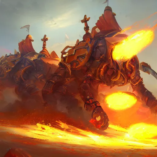 Prompt: a fiery catapult cart wheels chariots, catapult, yellow battlefield theme, bright art masterpiece artstation. 8 k, sharp high quality artwork in style of jose daniel cabrera pena and greg rutkowski, concept art by tooth wu, blizzard warcraft artwork, hearthstone card game artwork, cart wheels